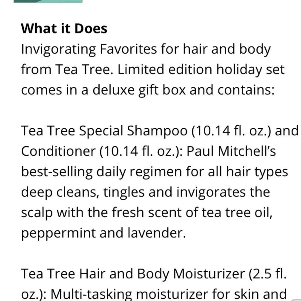 PAUL MITCHELLE TEA TREE HAIR SET